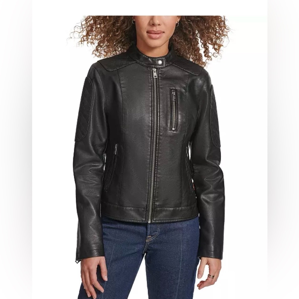 Levi's Black faux Leather Jacket - Picture 2 of 8